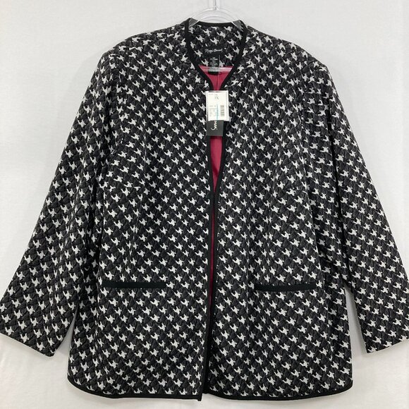 New Maggie Barnes size 3X Black White Houndstooth Blazer Preppy Office - Picture 1 of 8